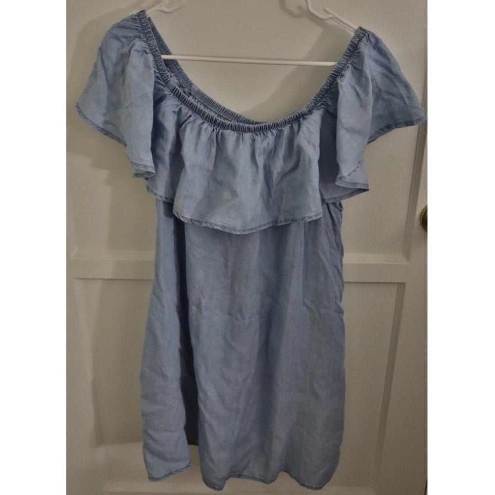 Soft Denim Off Shoulder Dress